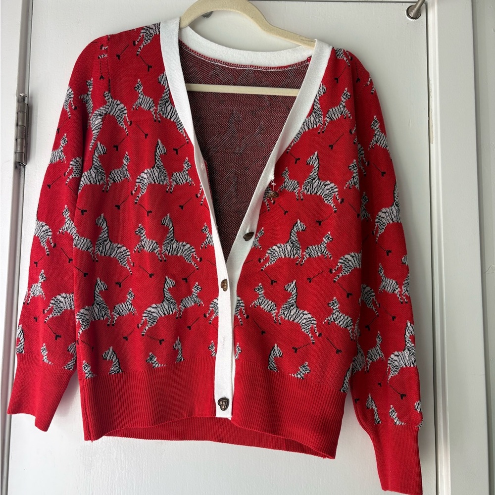 Red Zebra Patterned Women's cardigan